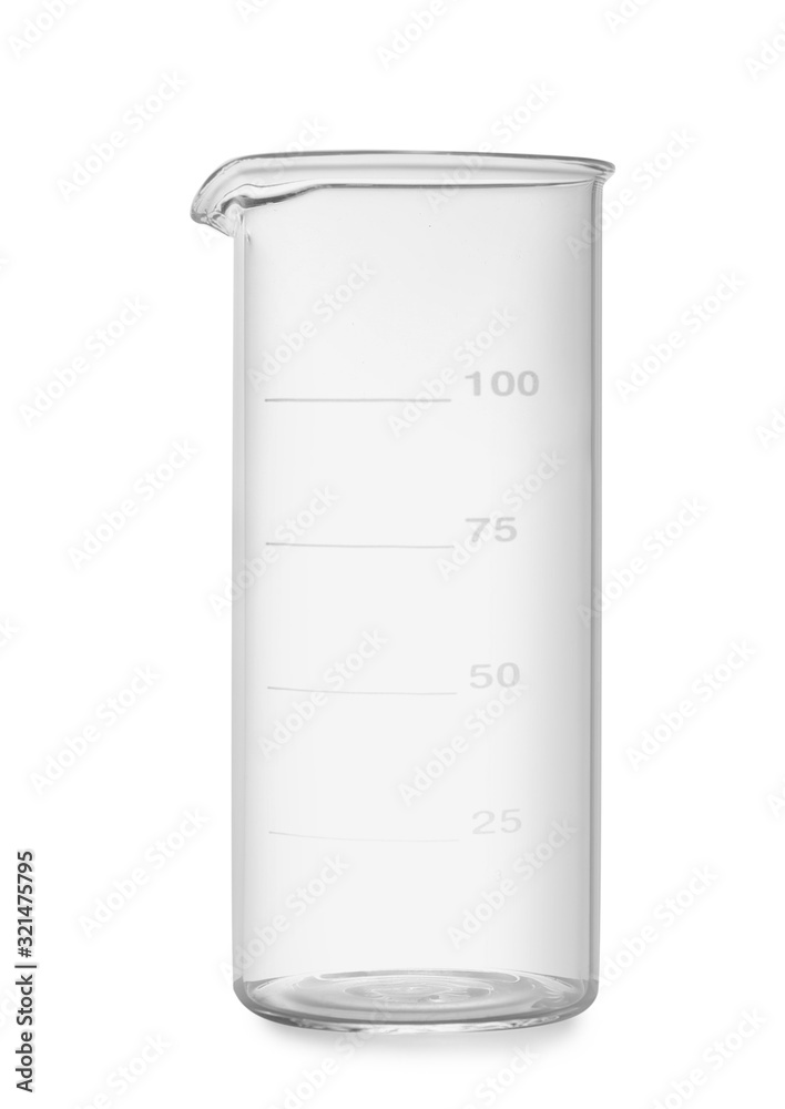 Empty beaker isolated on white. Laboratory glassware Empty beaker isolated on white. Laboratory glassware