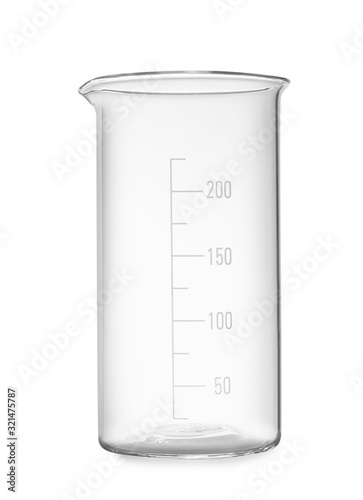 Empty beaker isolated on white. Laboratory glassware