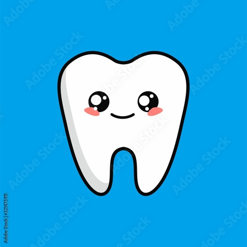 Cartoon of Cute Teeth Character Design, Teeth Icon Illustration Template Vector