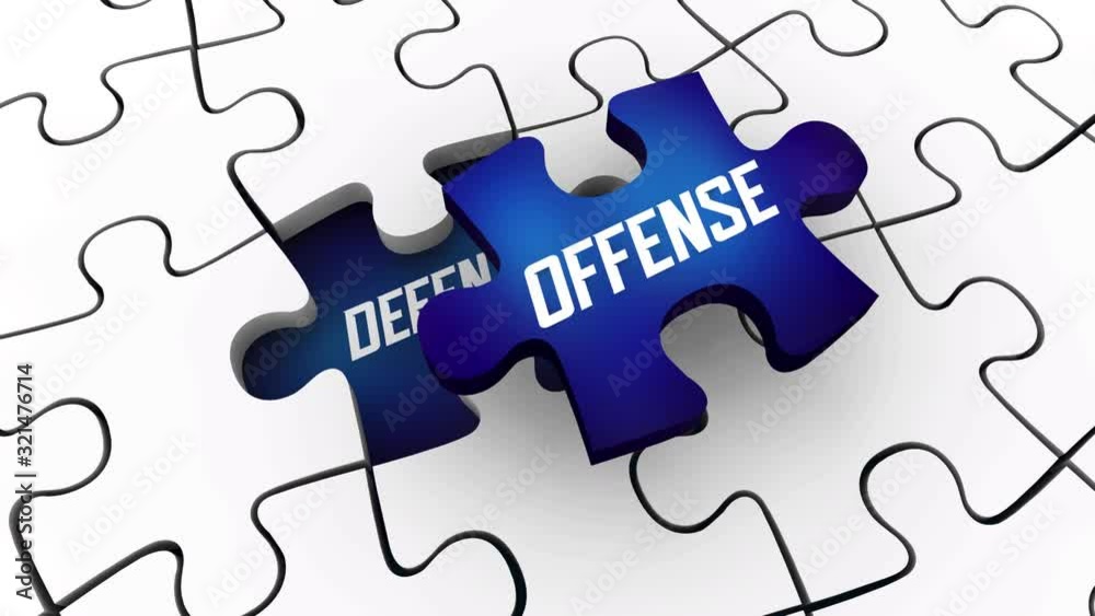 Offense Vs Defense Puzzle Pieces Offensive Defensive Planning 3d Animation. Offense Vs Defense Puzzle Pieces Offensive Defensive Planning 3d Animation.