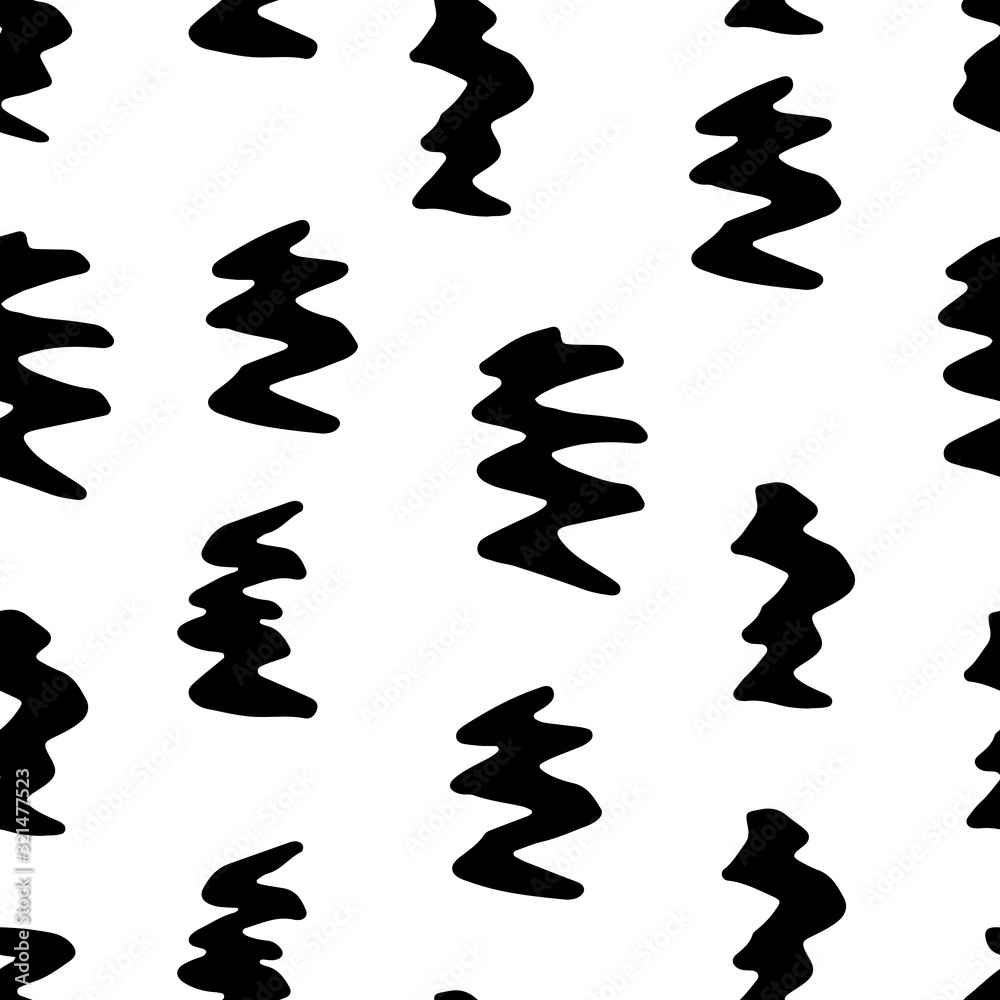 Abstract simple trendy seamless pattern. Black and white. Lines, brush strokes, hand drawn in doodle style. Modern textile, packaging, wrapping paper. Monochrome pattern. Abstract simple trendy seamless pattern. Black and white. Lines, brush strokes, hand drawn in doodle style. Modern textile, packaging, wrapping paper. Monochrome pattern.
