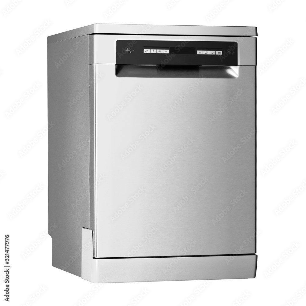 Dishwasher Machine Isolated on White Background. Home Innovation. Side