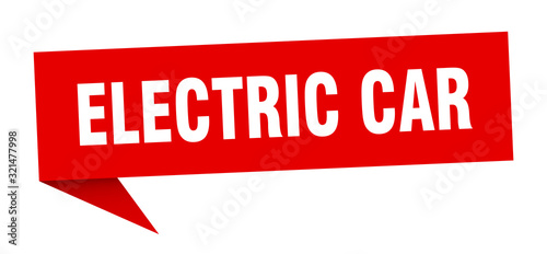 electric car speech bubble. electric car ribbon sign. electric car banner