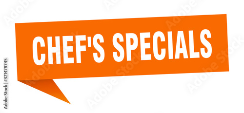 chef's specials speech bubble. chef's specials ribbon sign. chef's specials banner