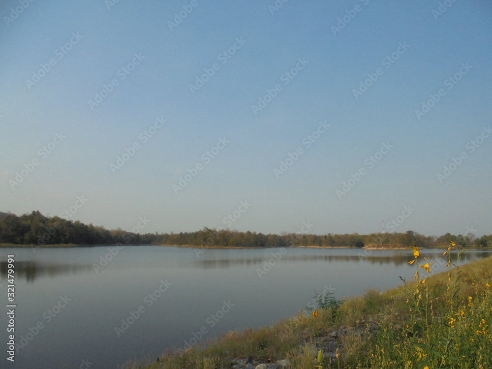 landscape with lake and clouds