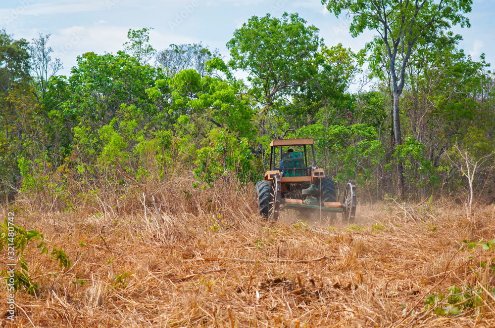 agricultural tractor setting up pasture land agricultural tractor setting up pasture land