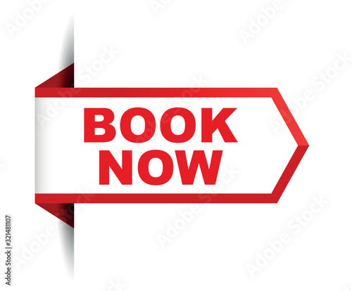 red vector banner book now