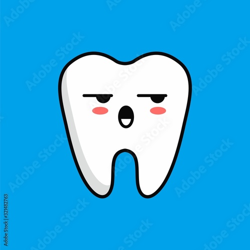 Cartoon of Cute Teeth Character Design, Teeth Icon Illustration Template Vector