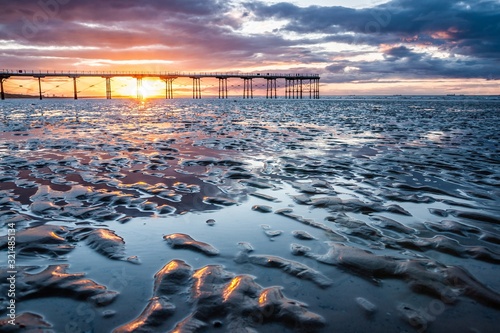 Saltburn Pier in Sunset, Yorkshire, England
