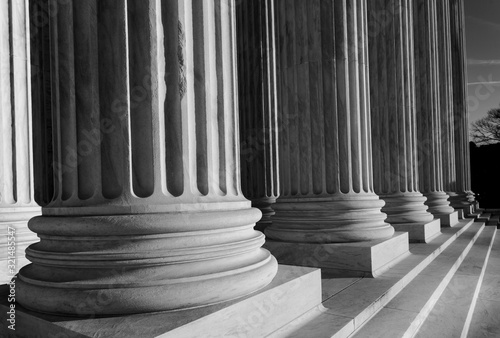 Columns of the Supreme Court in Washington DC Black & White