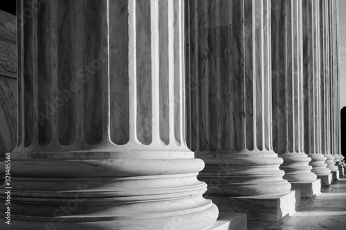 Columns at Supreme Court in Washington DC B&W