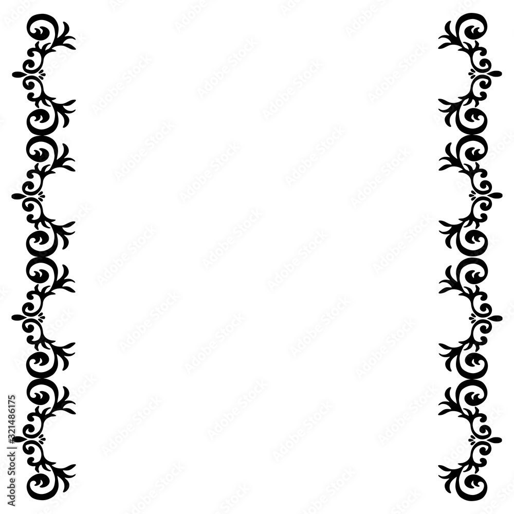Obraz premium Lace black patterned frame with monograms. Decorative elements