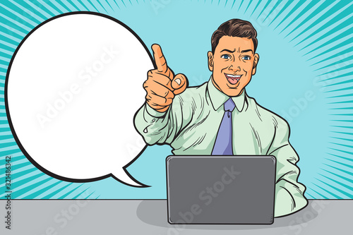 Businessman you gesture. Pop art retro illustration vintage kitsch