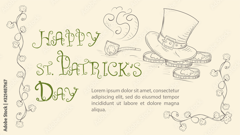 illustration 1 outline banner for making a design on the theme of St Patricks day in the style of Doodle illustration 1 outline banner for making a design on the theme of St Patricks day in the style of Doodle