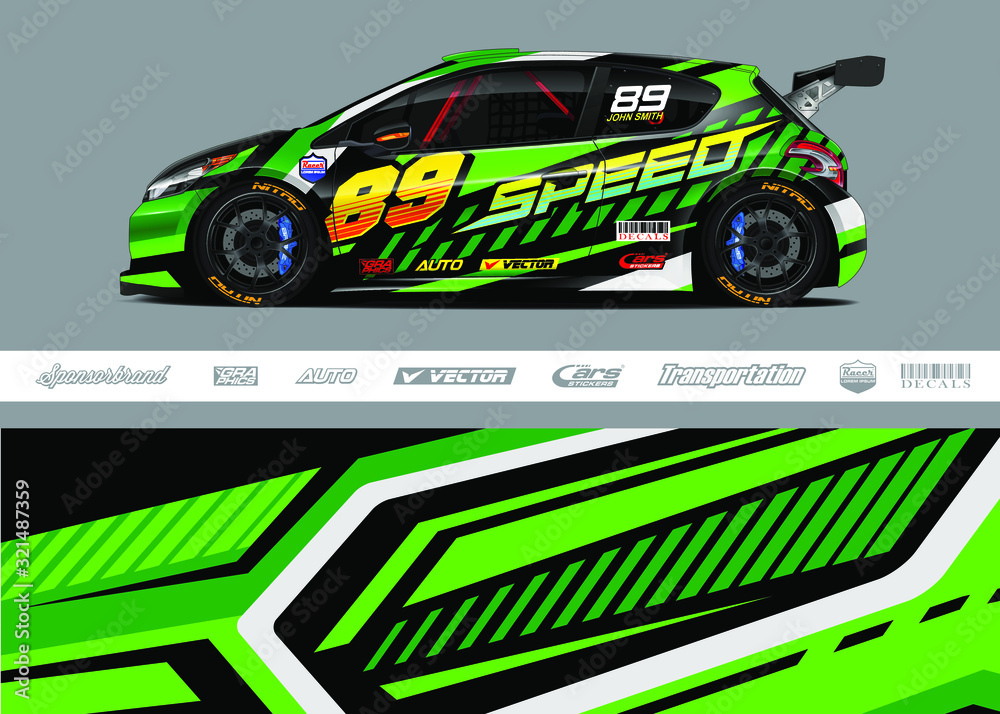 Race car livery design vector. Graphic abstract stripe racing background designs for vinyl wrap, race car, cargo van, pickup truck and adventure. Full vector Eps 10. Race car livery design vector. Graphic abstract stripe racing background designs for vinyl wrap, race car, cargo van, pickup truck and adventure. Full vector Eps 10.