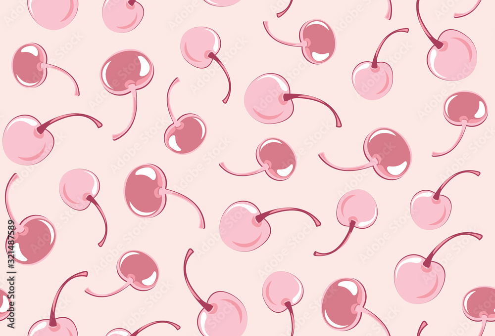 Red cherry seamless pattern vector and dots for background and texture -vector illustration Red cherry seamless pattern vector and dots for background and texture -vector illustration