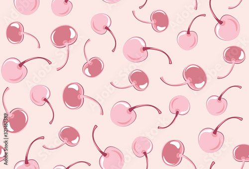 Red cherry seamless pattern vector and dots for background and texture -vector illustration