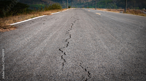 Asphalt road with crack