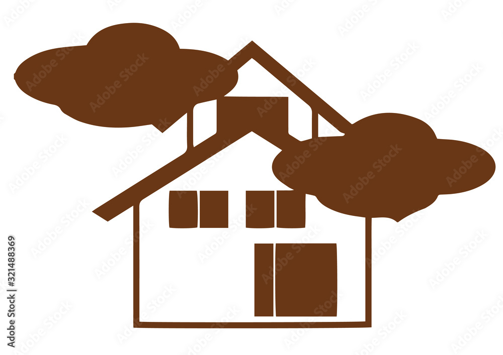 大気汚染と家のイラスト 単色 Stock Vector Adobe Stock