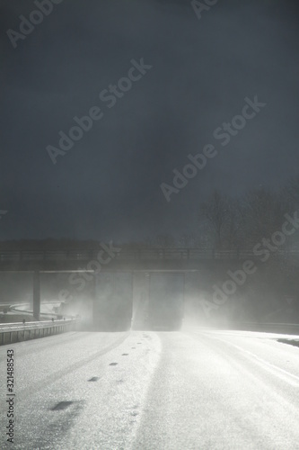 Winter storm on the high way