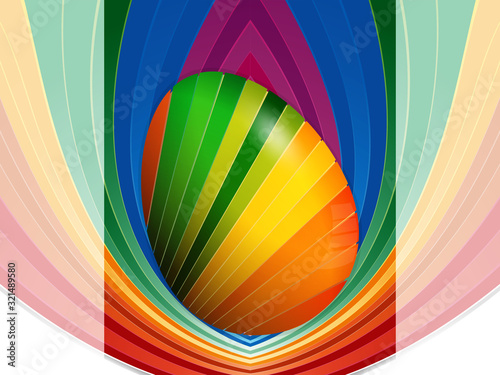 Striped Easter Egg over striped panel