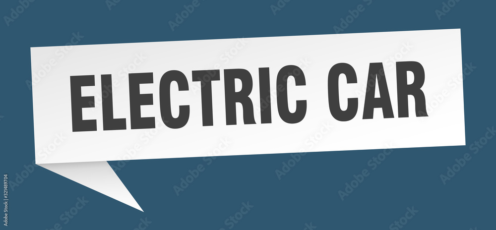 electric car speech bubble. electric car ribbon sign. electric car banner