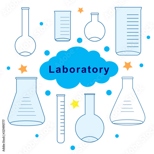 Set of linear flasks for chemical experiments