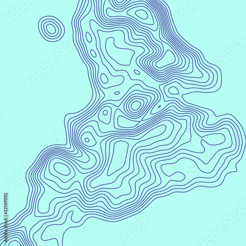 Fototapeta Topographic map lines background. Island. Abstract vector illustration.