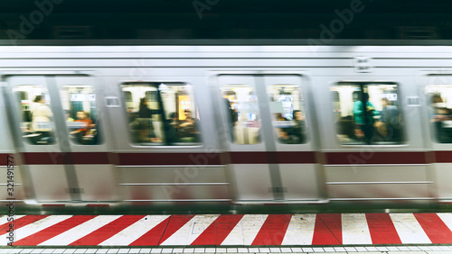 Obraz na płótnie Moving subway train in Japan w salonie