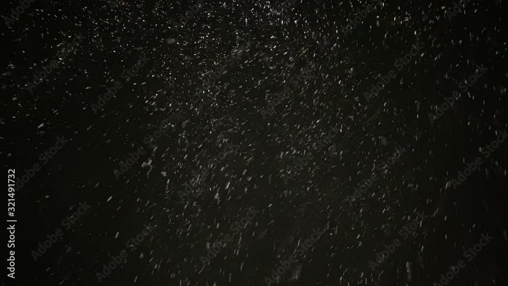 Heavy Snow Falling From Night Sky