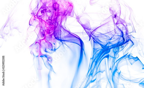 Colored smoke on white background