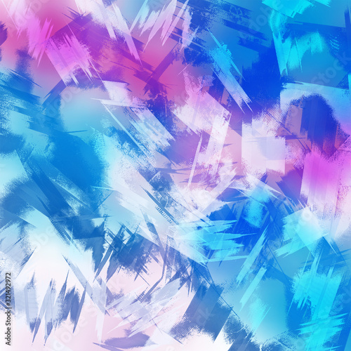 Bright abstract background, gradient, blur. Beautiful transitions from blue, aqua to fuchsia, pink, white. Careless strokes, brush strokes on top, texture.