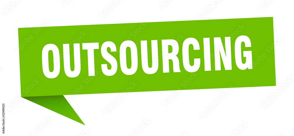 outsourcing speech bubble. outsourcing ribbon sign. outsourcing banner