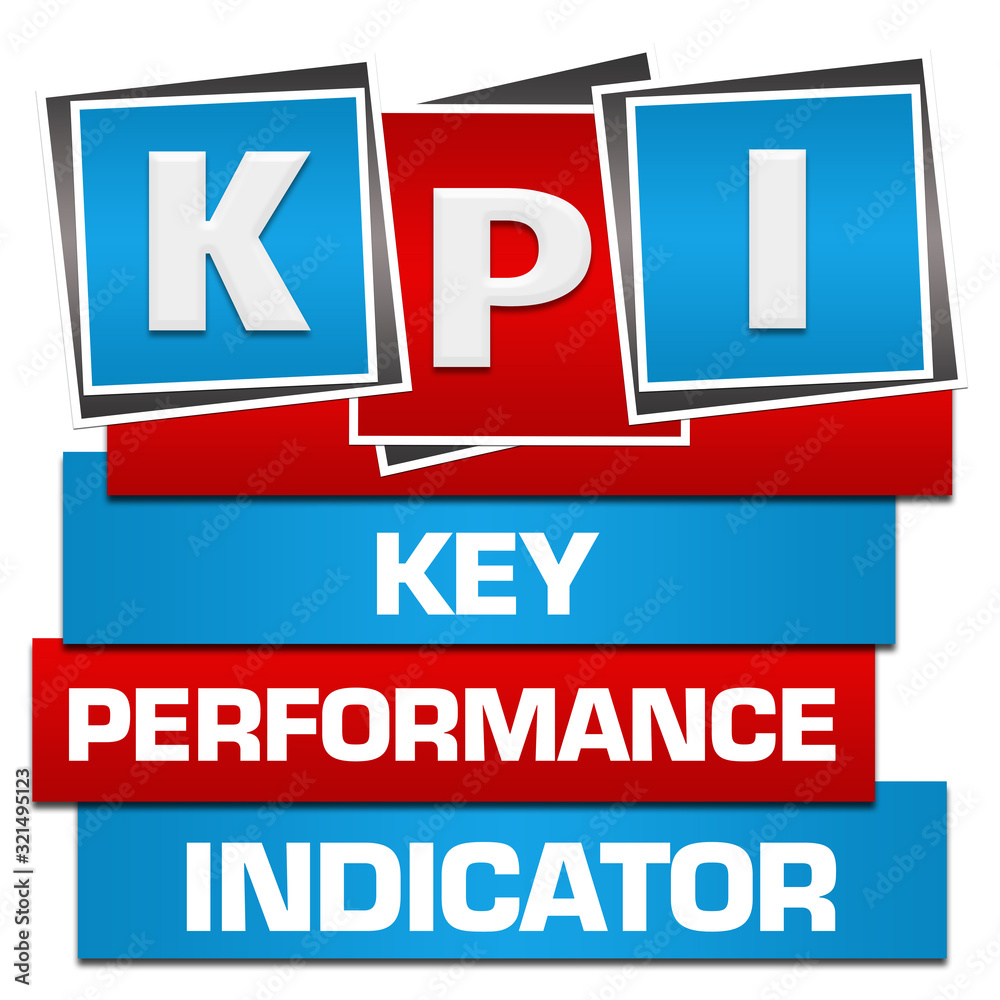 KPI - Key Performance Indicator Red Blue Blocks Bottom Text Stock ...