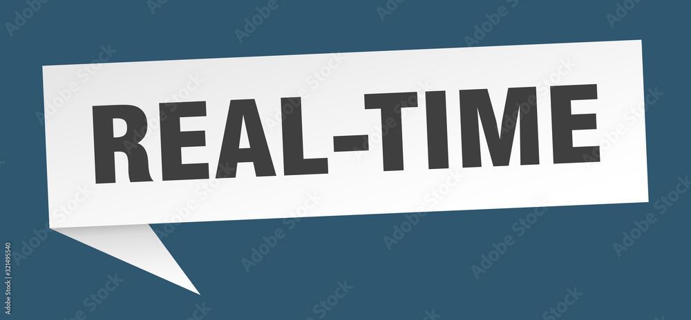 real-time speech bubble. real-time ribbon sign. real-time banner