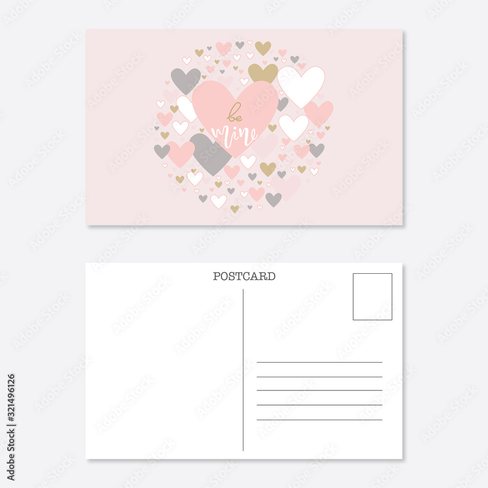 Fototapeta premium Valentine day postcard template, romantic calligraphy card