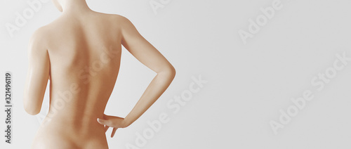 A beautiful woman, back view, isolated on white background, 3d rendering
