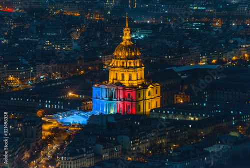 FEBRUARY 1, 2019 - PARIS, FRANCE: Panoramic aerial view to Hotel Des Invalides at night © Ikars Kublins