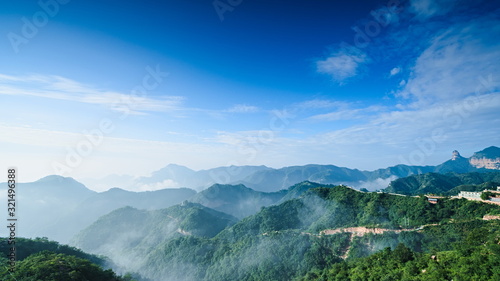Mountain ranges with morning fog; a magnificent nature scenery