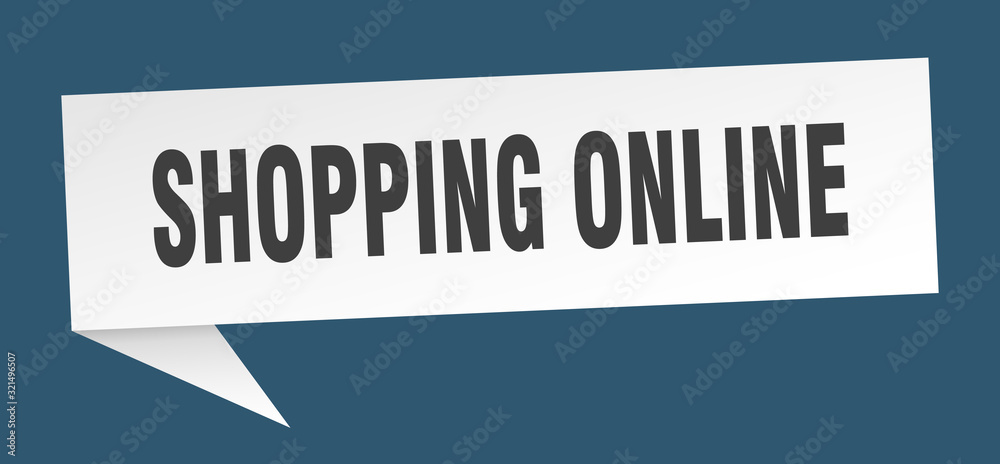 shopping online speech bubble. shopping online ribbon sign. shopping online banner