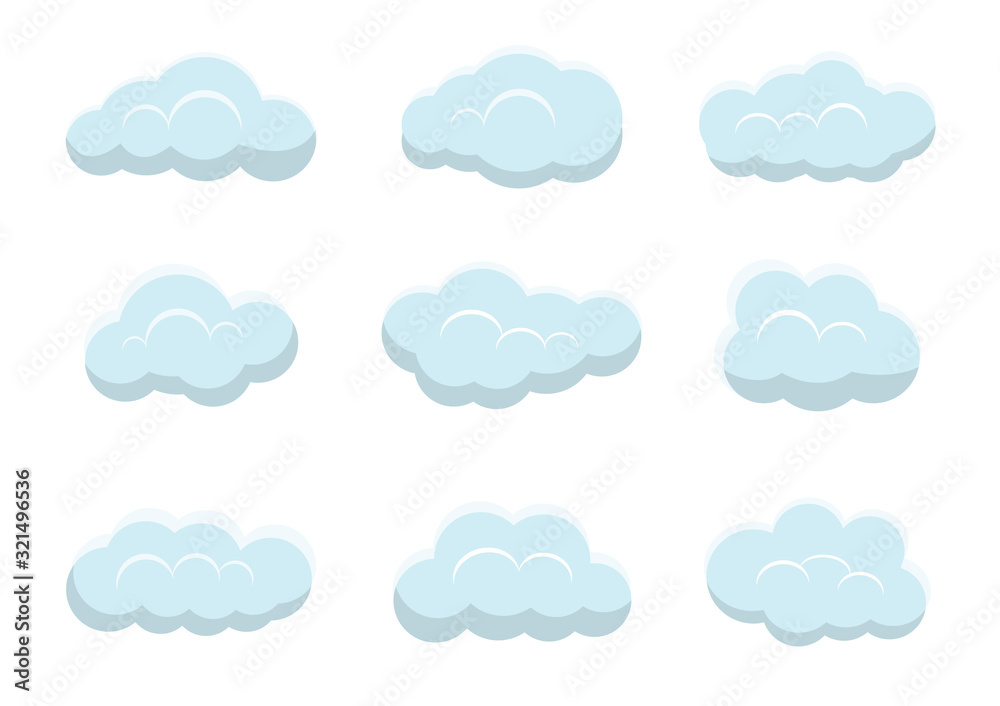 clouds vectors on white background, cloud illustration element flat design for banner