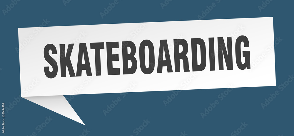 skateboarding speech bubble. skateboarding ribbon sign. skateboarding banner
