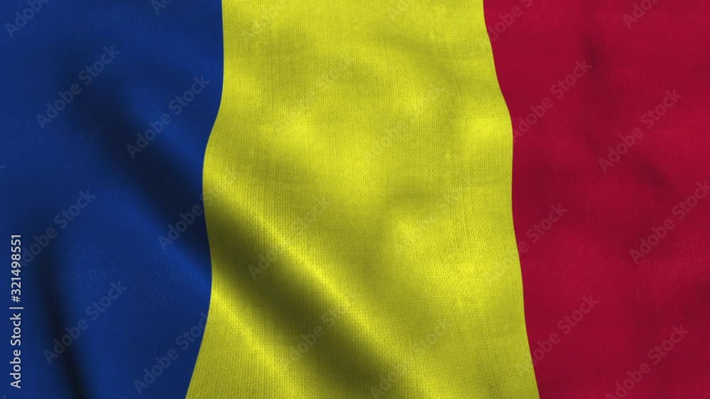 Romania flag waving in the wind. National flag of Romania Romania flag waving in the wind. National flag of Romania
