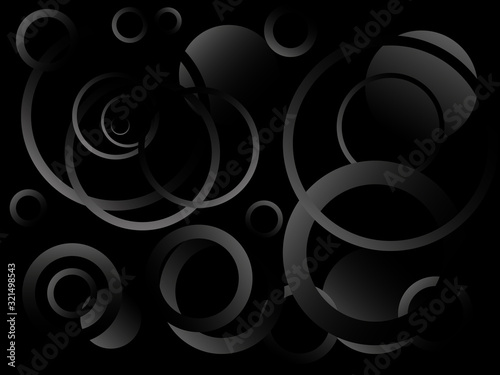 Abstract illustration, gradient circles on a black background.