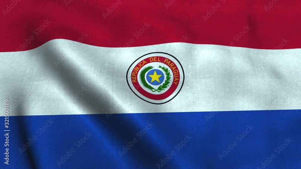 Paraguay flag waving in the wind. National flag Republic of Paraguay