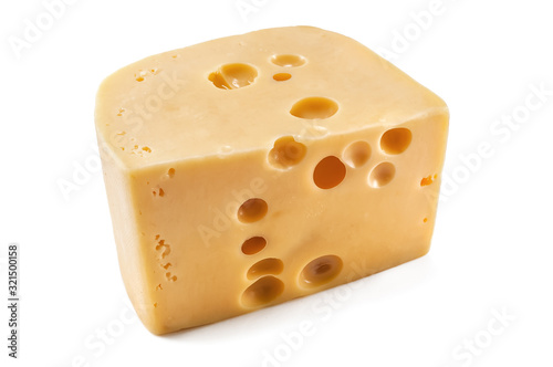 piece of delicious hard cheese on white