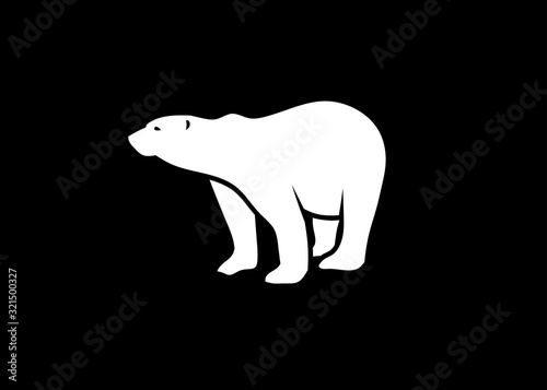 polar bear vector silhouette illustration on black background