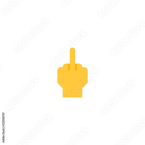 Middle finger vector flat icon. Isolated middle finger hand sign, rude, aggressive  emoji illustration 