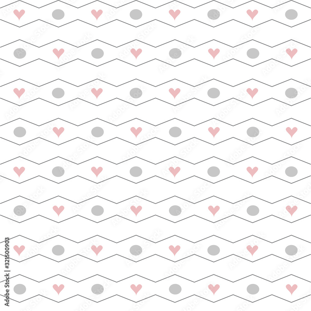 Simple ornament vector seamless patterns. Use for  wallpaper, linoleum, textiles, wrapping paper, web page, kids, postcard. Background with hearts.Valentine day, love symbol