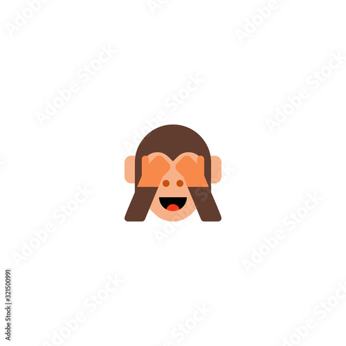 See no evil monkey vector flat icon. Isolated monkey face emoji illustration 